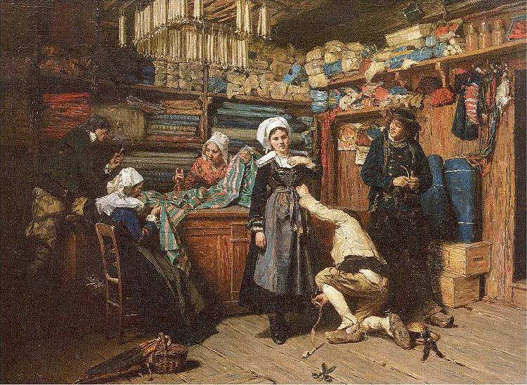 Mosler, Henry Buying the Wedding Trousseau Germany oil painting art